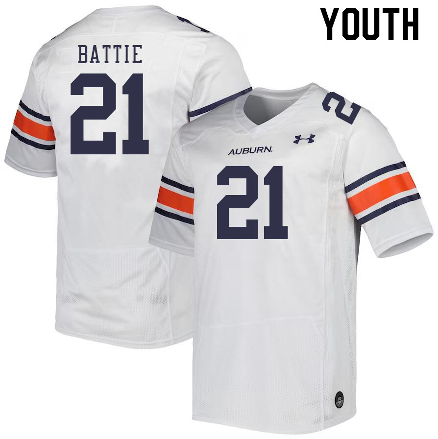 Youth #21 Brian Battie Auburn Tigers College Football Jerseys Stitched-White